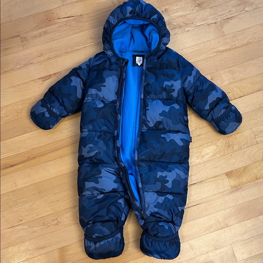 GAP Infant Blue Camouflage Snowsuit Bunting